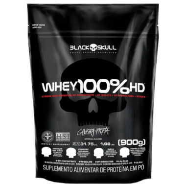 WHEY 100% HD REFIL BLACK SKULL - 900G (WPC, WPI E WPH)